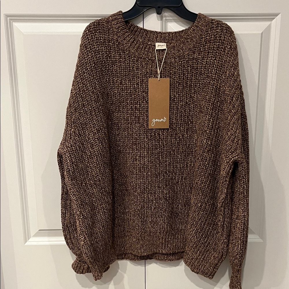 Ganni Brown Crew Neck Sweater